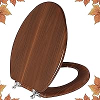 Vista 14 de Asiento de inodoro alargado moldeado de madera con bisagras de aleación de zinc, fácil de instalar y también fácil de limpiar, asiento de inodoro