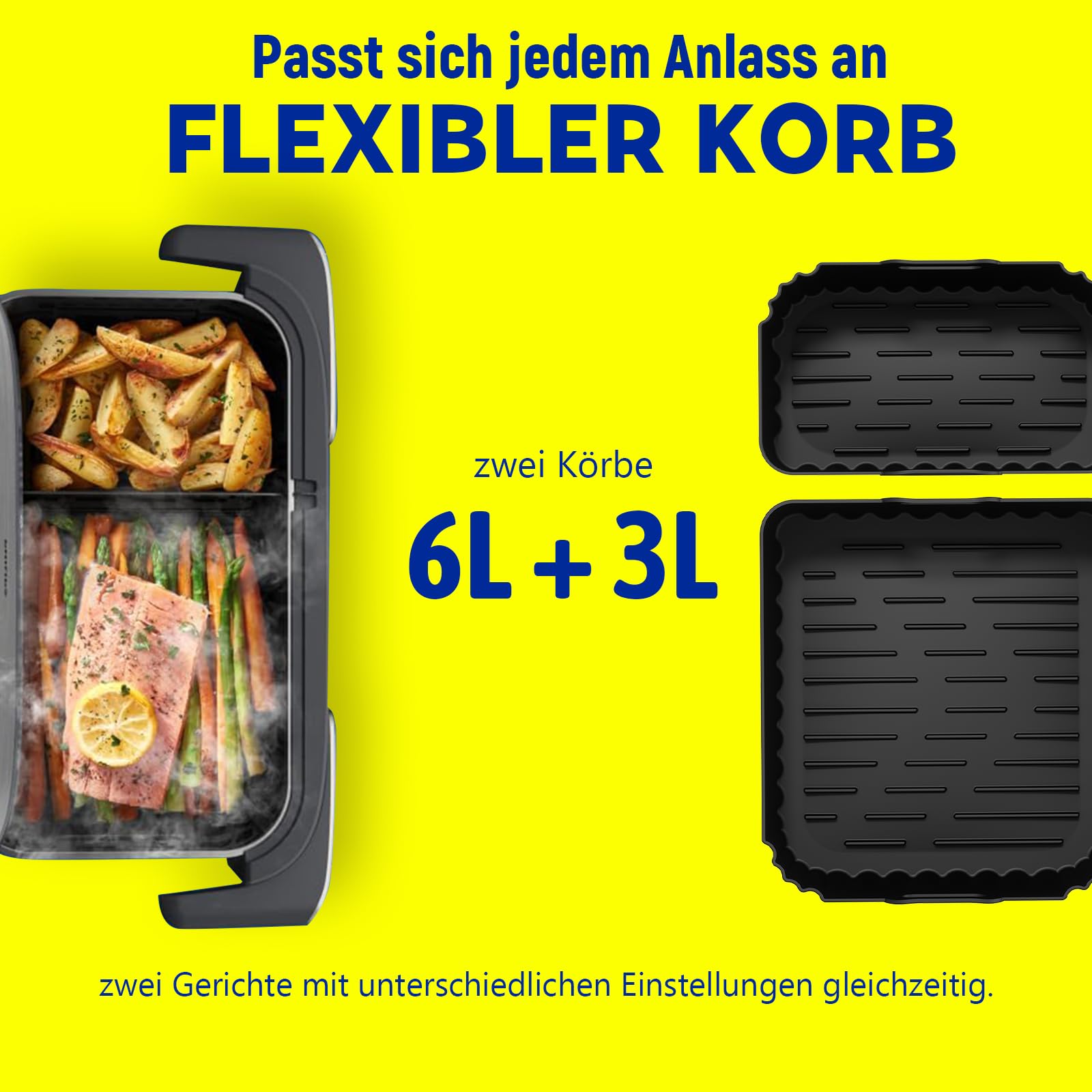 Airfryer Zubehör für Philips Airfryer 5000 Series Megabasket, Silikonform Heißluftfritteuse für Philips Airfryer 9.5L Megabasket oder 3L + 6L Dual Basket, Heißluftfritteuse Zubehör für Philips