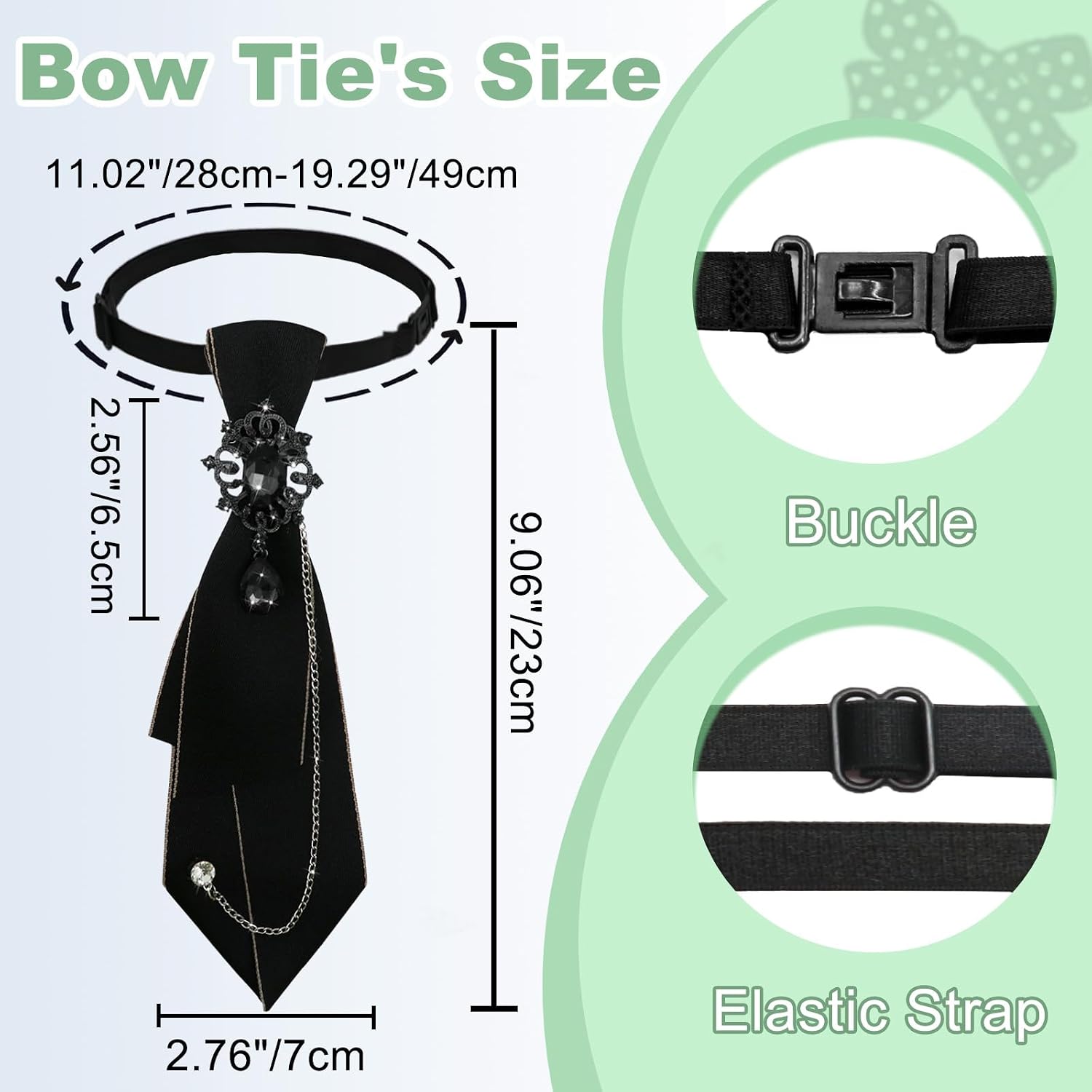 Luckyvestir Bow Ties for Women, Girls Uniform Black/Red/Green Neck Tie, Vintage Accessory for School Shirt Work