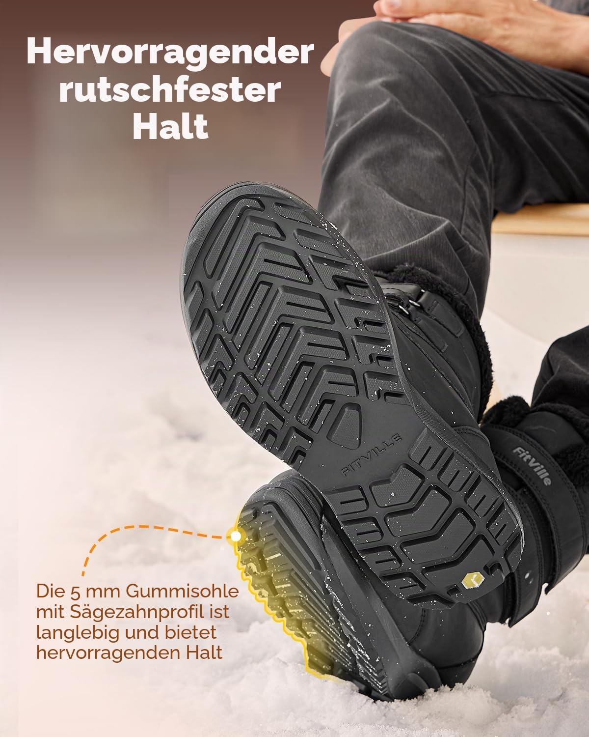 FitVille Winterstiefel Herren Extra Weit Warm Winterschuhe Wasserdicht Gefüttert Schneestiefel Kurzschaft Stiefel Breit Winter Outdoor Boots Rutschfeste Schuhe