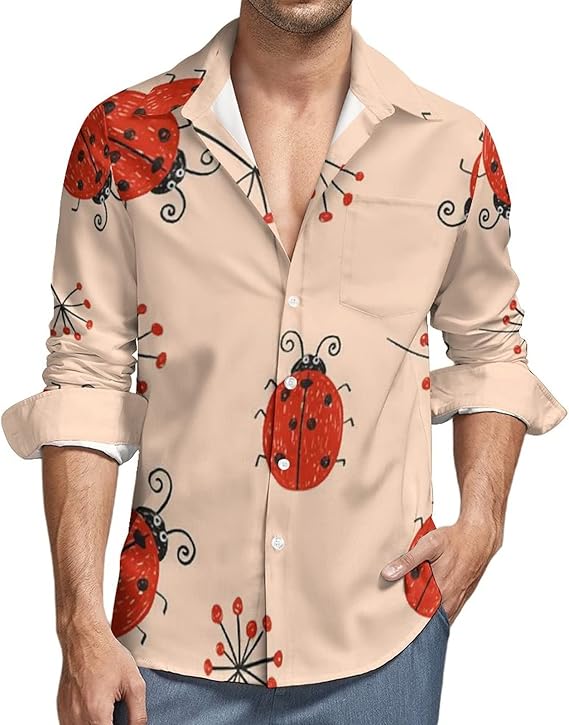 Amazon Morela シャツ メンズ 半袖 赤い てんとう虫 花柄 ワイシャツ Tシャツ 夏服 吸汗速乾 通気性 快適な 軽い 柔らかい カジュアル オシャレ かっこいい ワイシャツ 汗染み防止 キャンプ アウトドア 登山 春夏秋冬 対応 Tシャツ カットソー 通販