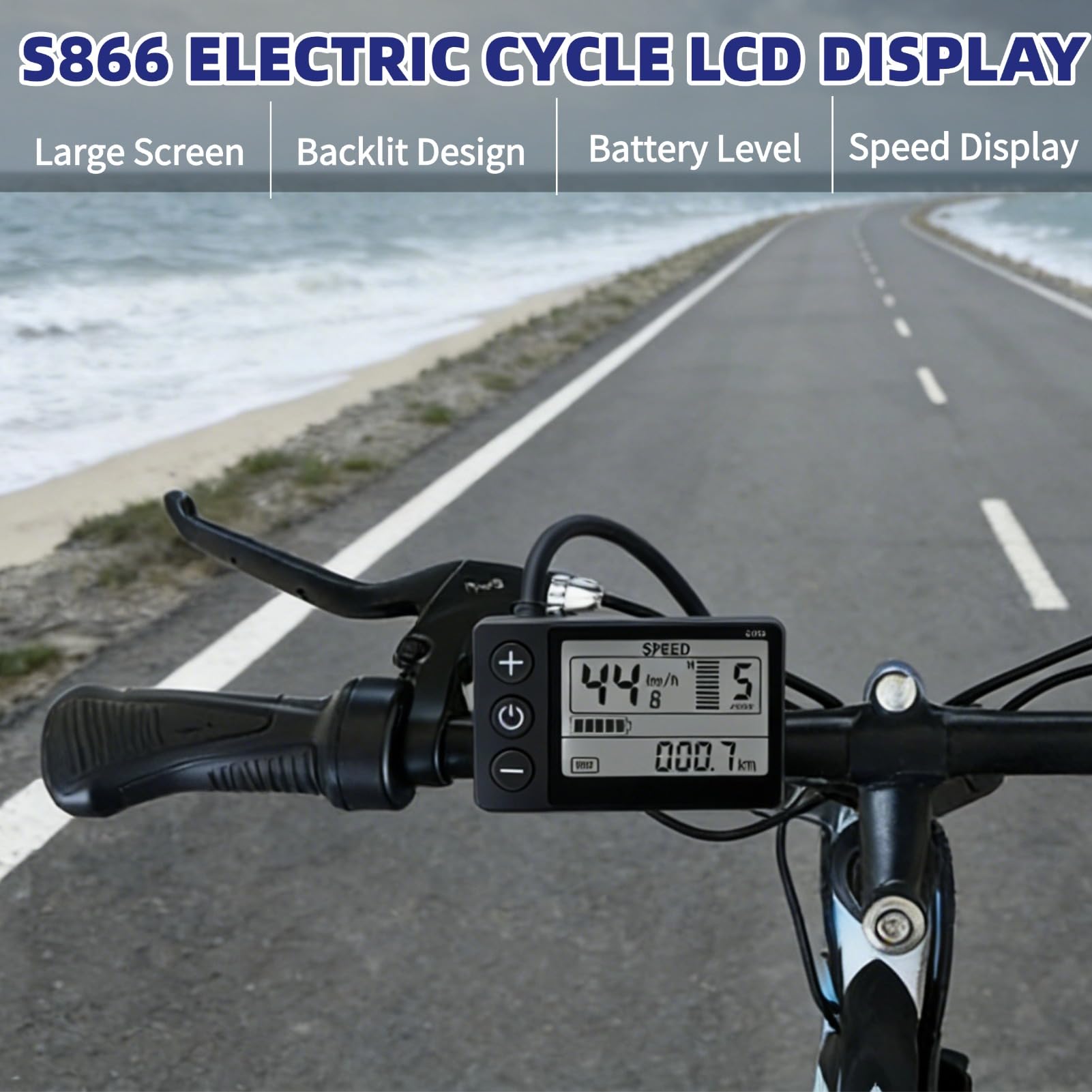 Cuifati S866 Elektryczny Miernik Wyświetlacza LCD, 24 V 36V 48V E Bike LCD Panelu Sterowania z wtyczką wodną, Prędkościomierz Rowerowy Rowometr Elektryczny Rower Elektryczny