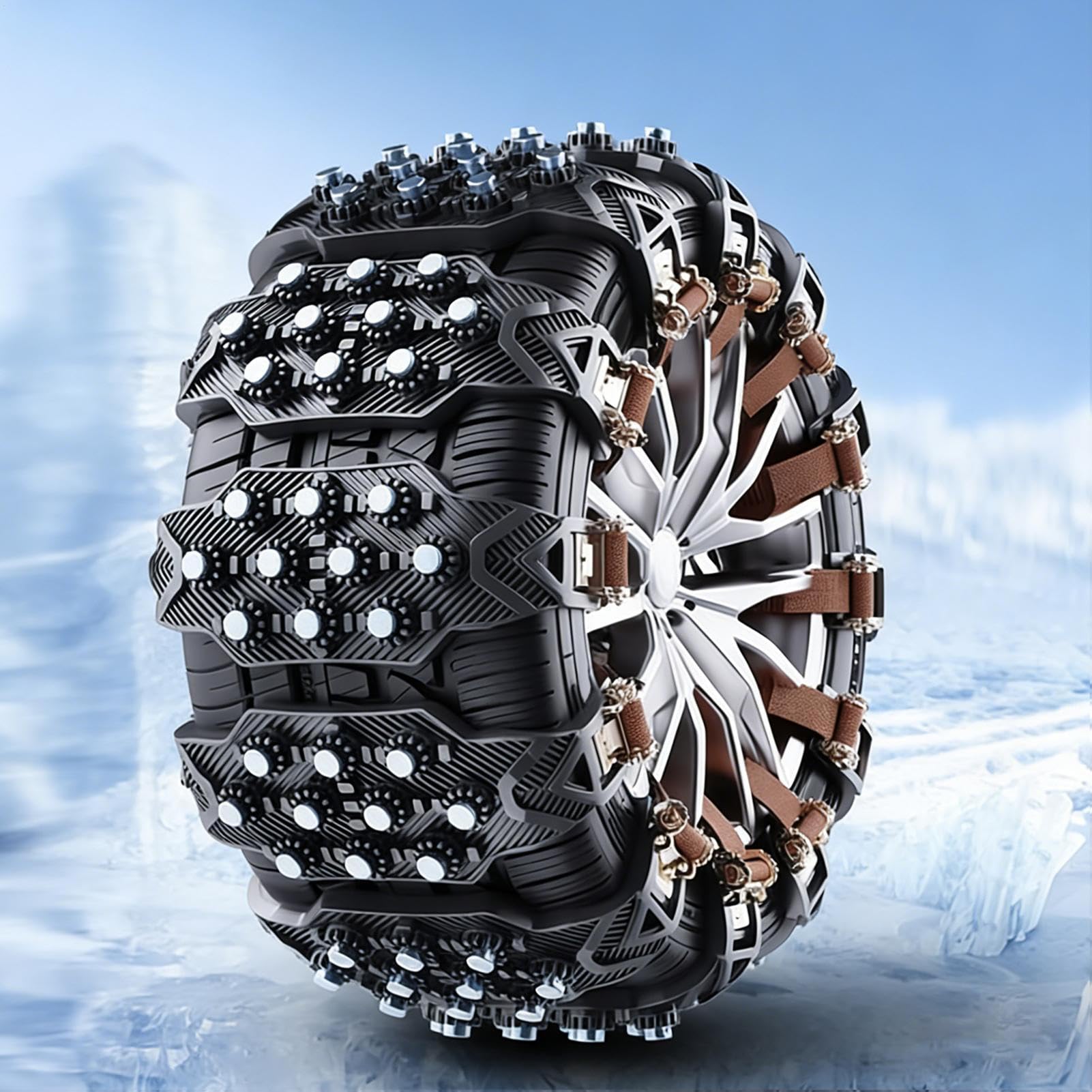 Catene da neve 8 pezzi pneumatici trazione grip | Catene da neve antiscivolo, regolabili, per berline, SUV, camion, pickup, furgoni, 16,5-24,51 cm, guida invernale