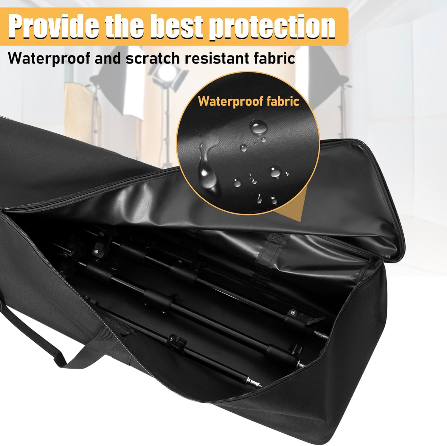 Multifunctional Tripod Bag 60 X 10.2 X 10.2 Inches / 152 X 26 X 26 cm Heavy Duty Tripod Carrying Case with Handle for Lights, Speakers, Cameras, Booms, Microphone Stands, Black