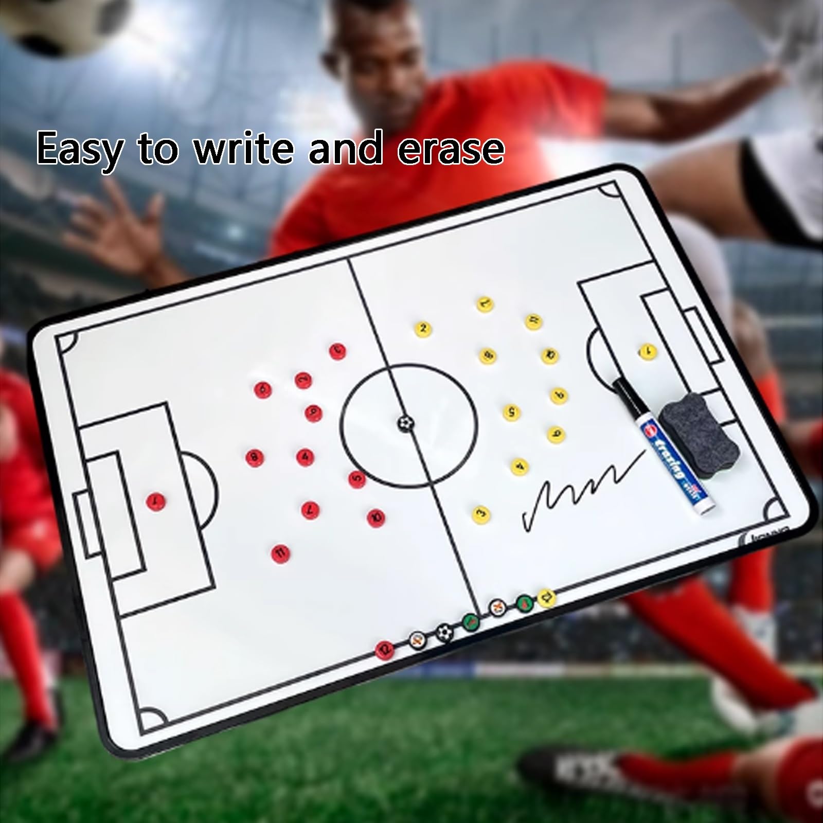 Lavagna Magnetica per Tattiche da Calcio, Lavagna per Allenamento di Calcio, Design Bifacciale, Facile da Scrivere e Cancellare, per Allenamento e Competizione(Medium)
