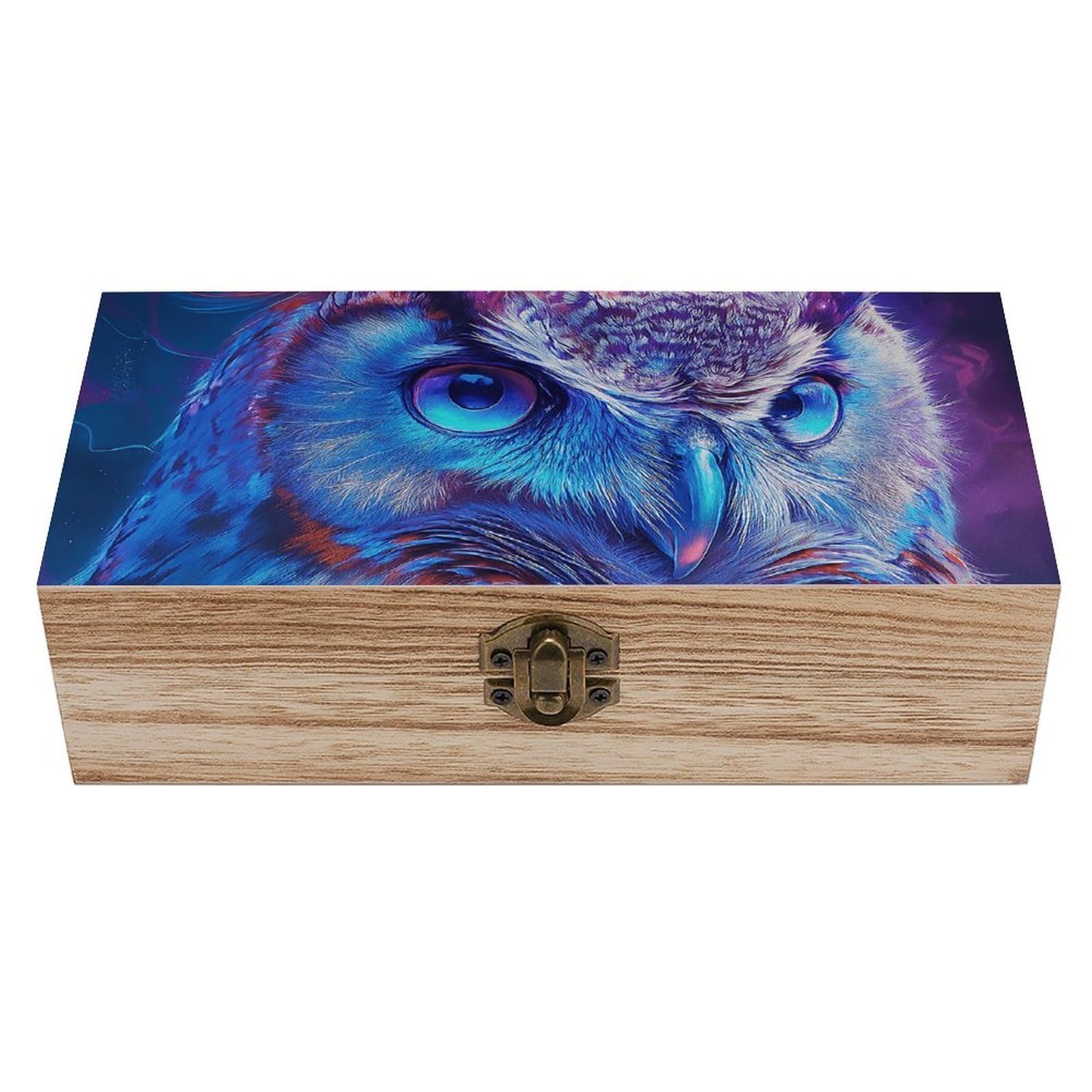 SMAZDFXX Enchanting Owl Wooden Storage Box Multipurpose Decorative Box for Jewelry Photo Home Decor