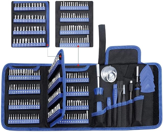 170 in 1 Electronic Repair Tool Kit with Portable Bag Precision Screwdriver Set with 156 Bits Professional Magnetic Driver Kit for Game Console, Tablet, PC, MacBook, Watches