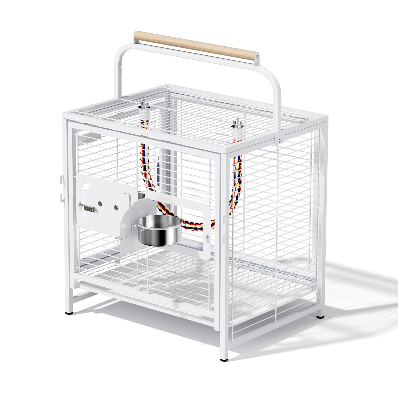 LEADZM Grande Cage à Oiseaux, Cage à perruches, nichoir avec Plateau de Nettoyage Coulissant et Verrouillage de sécurité, 65 x 48 x 37 cm Blanc