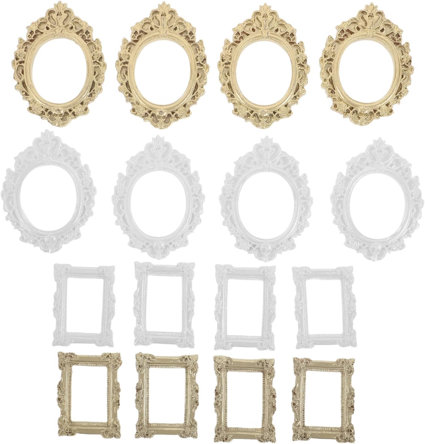 16pcs Vintage Mini Picture Frames, Baroque Jewelry Display Table Frame for DIY Phone Cases Photo Decoration, Home Party, Holiday Decor