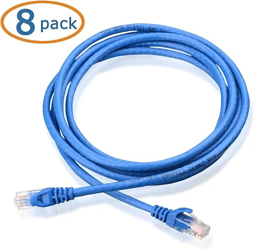 Miniatura 2 de Cable Matters Paquete de 8 cables Ethernet Cat 5e sin enganches, 7 pies, cable Gigabit Cat5e, cable Ethernet Cat5e, azul