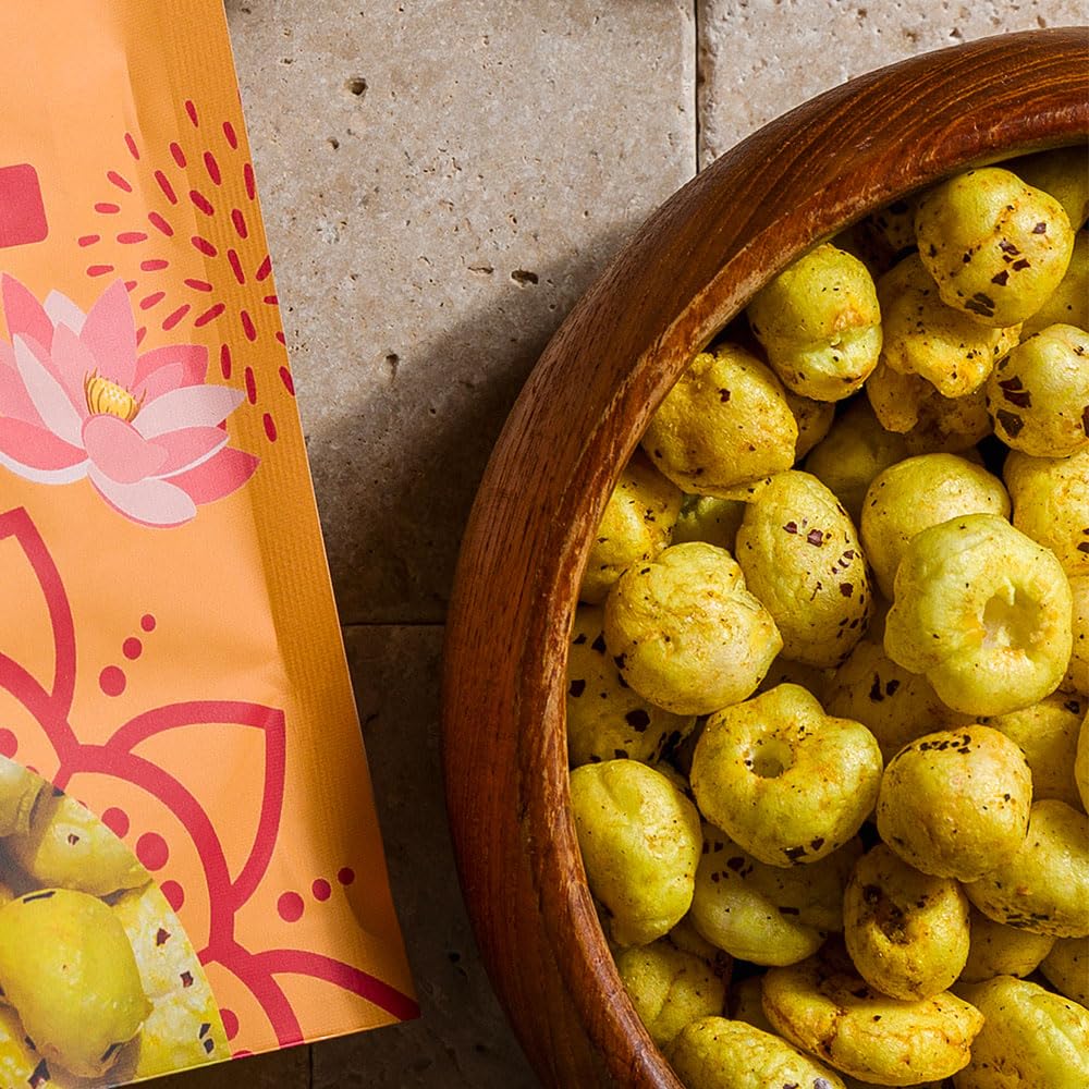 Karma Turmeric Popped Water Lily Seeds - 3g Protein, Gluten-Free, Vegan, Non-GMO - Healthy Snack with Turmeric Spice for On-the-Go Energy - 1 oz (Pack of 12)