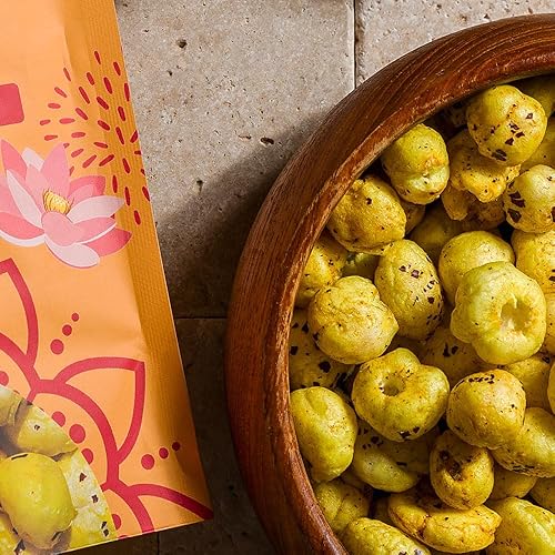 Miniatura 5 de Semillas de lirio de agua infladas con cúrcuma Karma - 3g de proteína, sin gluten, veganas, sin OMG - Aperitivo saludable con especias de cúrcuma