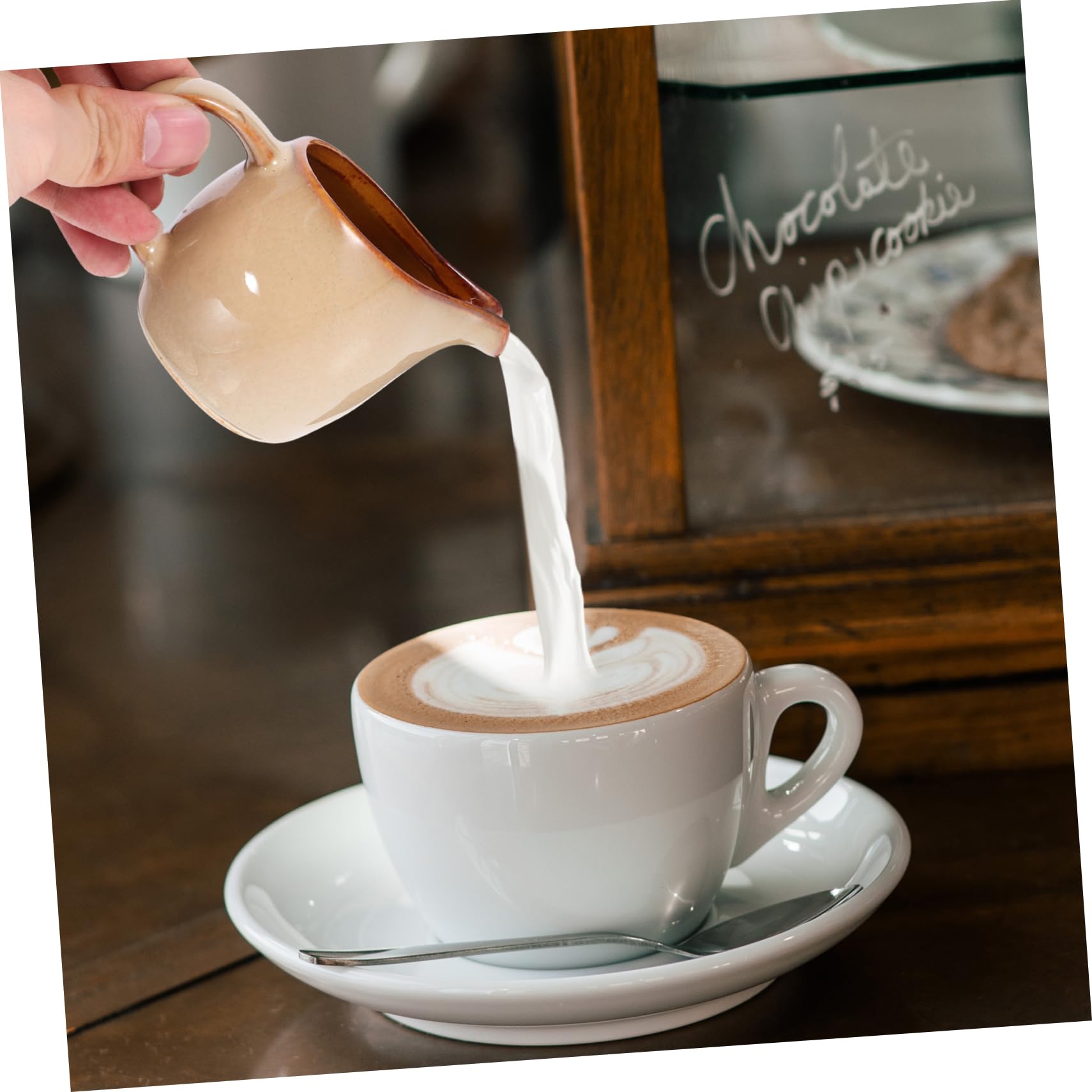 BRIGHTFUFU Ceramic Milk Cup Breast Milk Pitcher for Restaurant Sauce Dispenser Jugs Coffee Milk Dispenser Coffee Syrup Gravy Boat Pourer Coffee Shaker Syrup Pitcher Liquid Creamer Ceramics