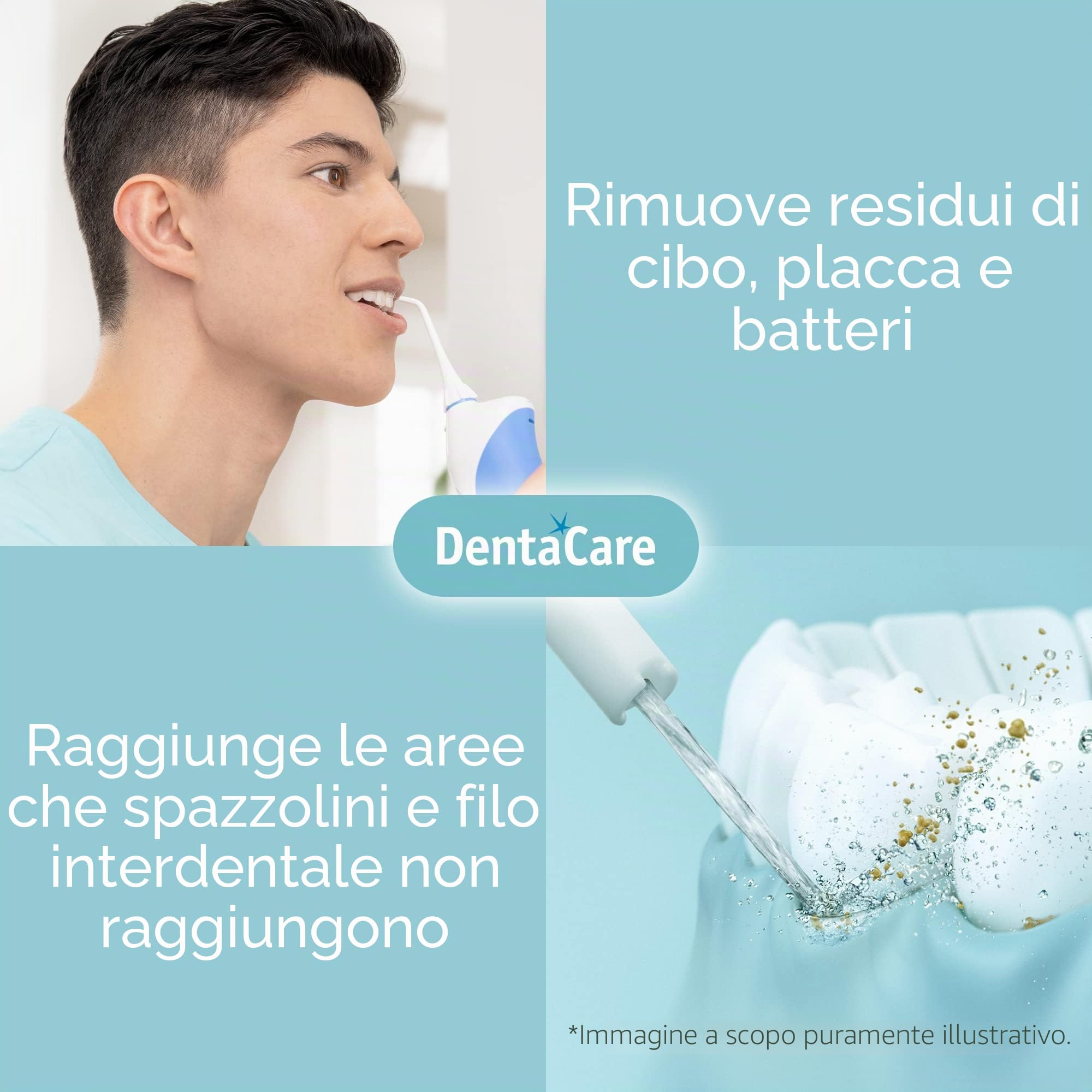 Panasonic - EW1211W - Irrigatore Orale Ricaricabile Dentacare, Bianco/Blu, Confezione da 1