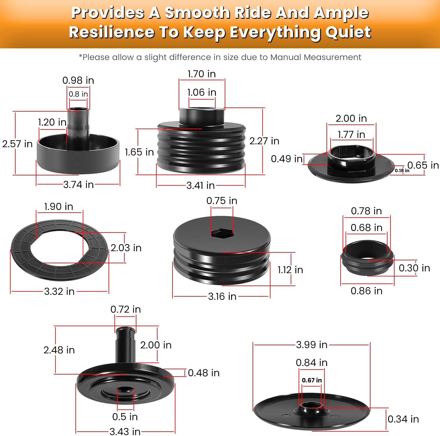 Silicone Body Mount Kit for 2008-2016 Ford F-250 F-350 Crew Cab Superior Silicone Cab Mount Bushings Improve Bumpy Ride Durable Components Outperforms OEM and PU Mounts (Black 8 Pack)