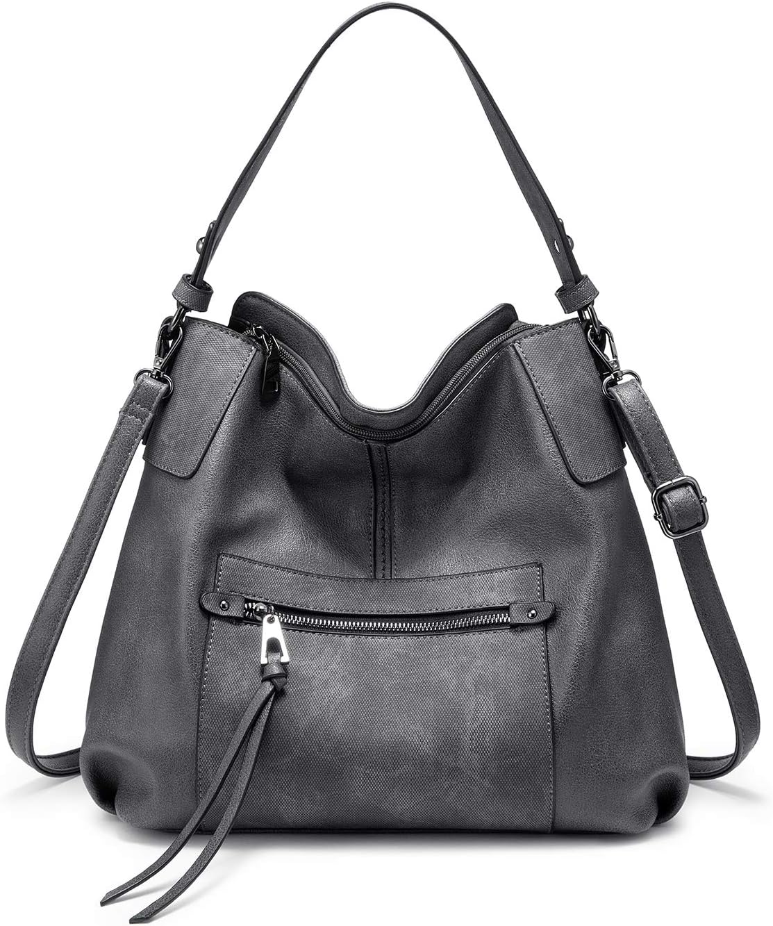 Realer Hobo Bags for Women Large Handbags Leather Shoulder Bag Ladies Synthetic Crossbody Bags Tote Dark-Gray