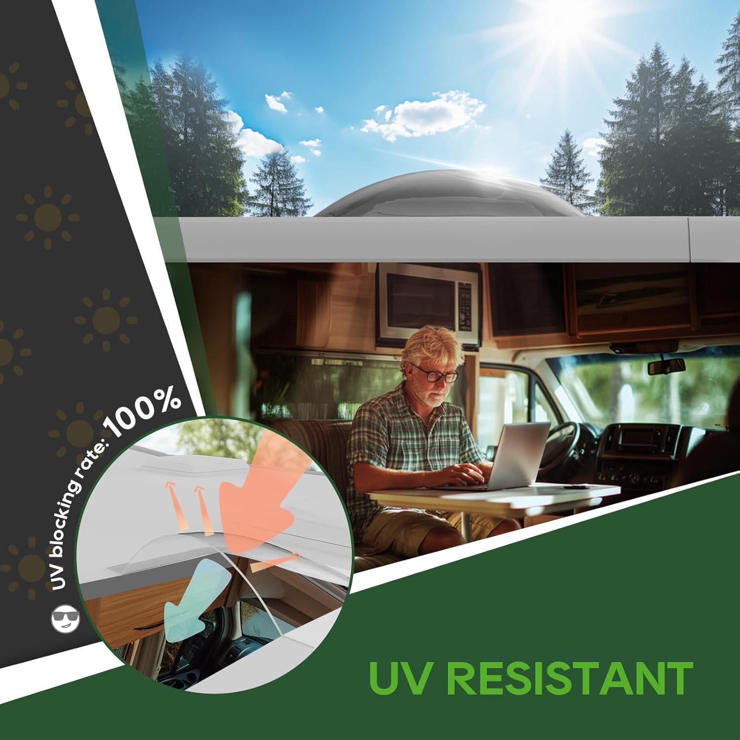 RVGUARD RV Skylight Replacement, 18" x 34" Outer Dimension Skylight Fits All Standard 14" x 30" Openings, RV Skylight for Camper Trailer Fifth Wheel Truck, UV Resistant, Impact Resistant, Clear