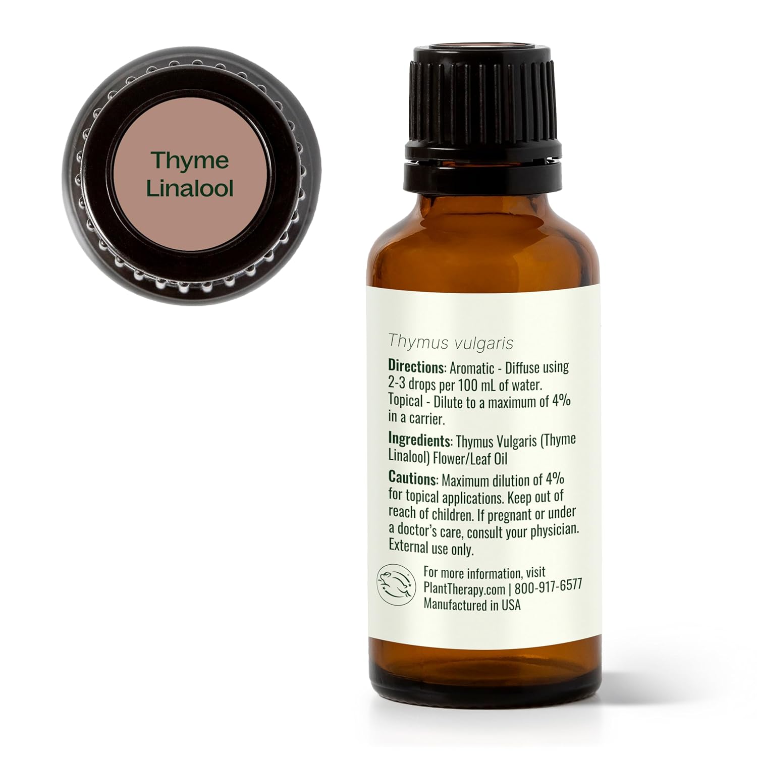 Plant Therapy Thyme Linalool Essential Oil 30 mL (1 oz) 100% Pure Thyme Essential Oil, Undiluted, Immune Support
