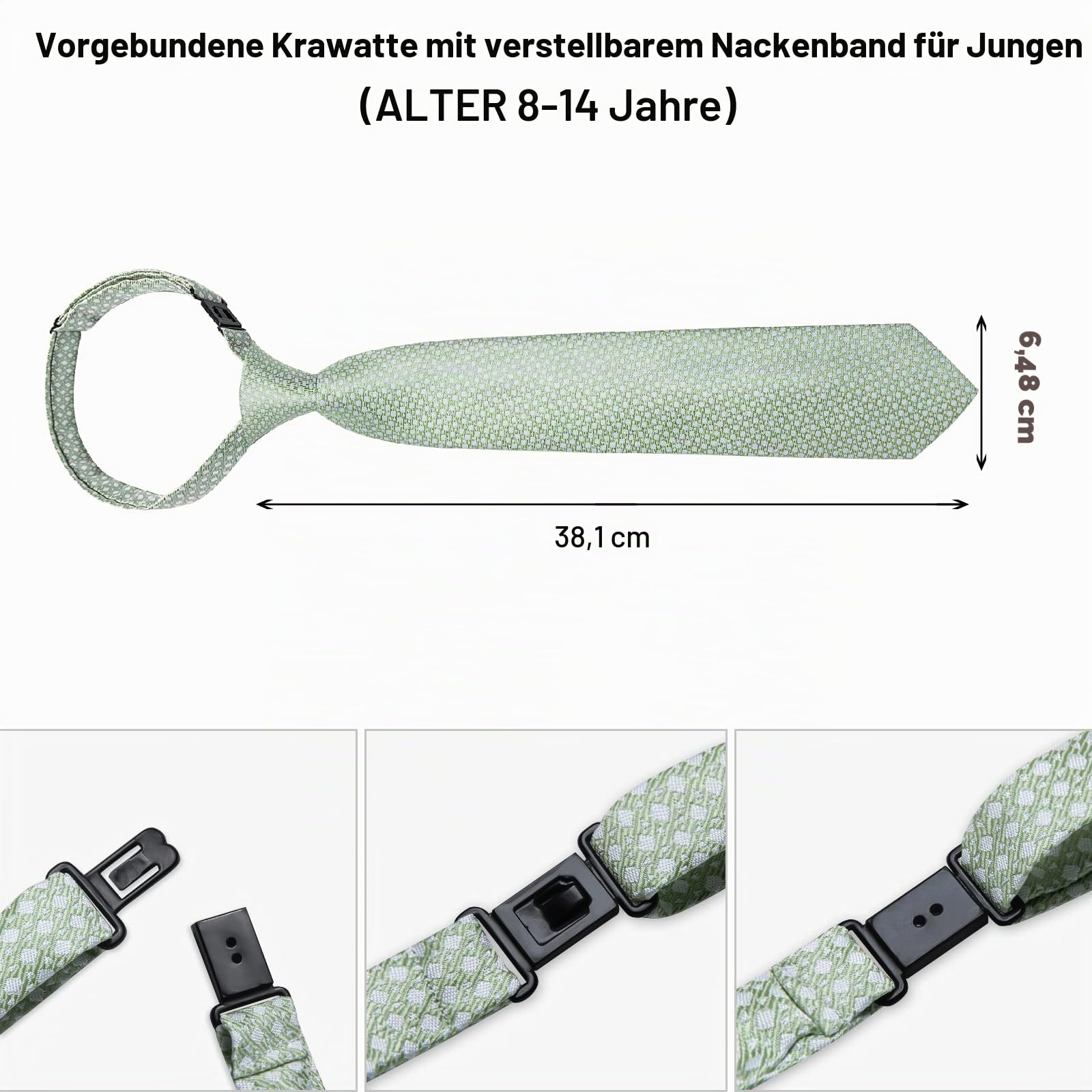 DiBanGu Vorgebundene Krawatte für Jungen, Seidenkrawatte und Einstecktuch, Set für Alter 7–15 Jahre