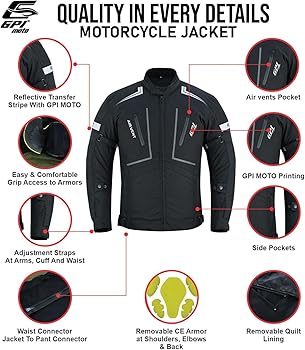 Amazon.com: GPI MOTO Adventure/Touring Motorcycle Jacket for Men