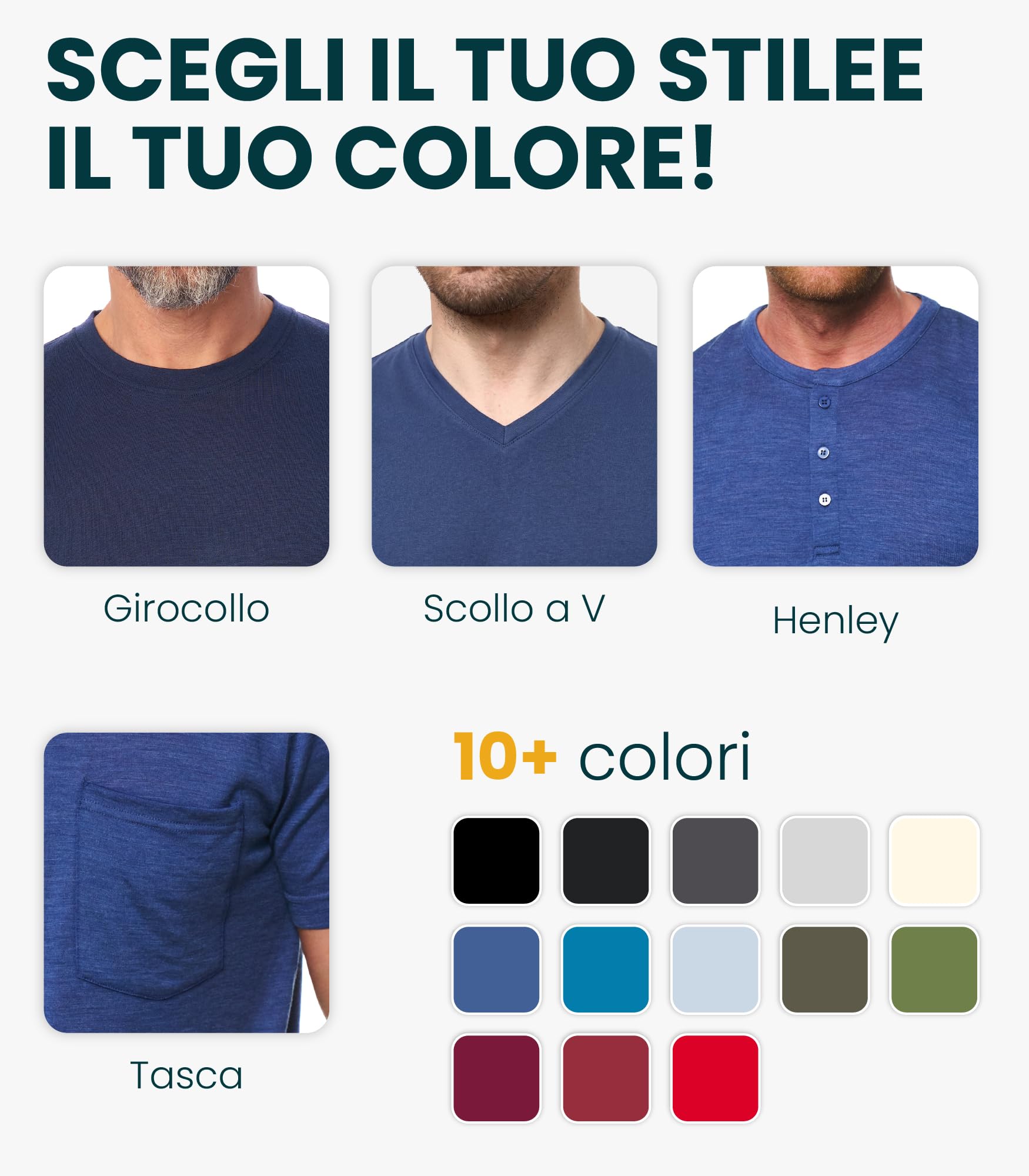 Merino.tech T Shirt Lana Merino - Intimo Termico Uomo Lana Merinos - Maglietta Trekking Uomo con Strato Base Leggero