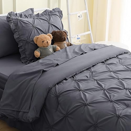 Miniatura 42 de JOLLYVOGUE - Juego de edredón Queen de 7 piezas, color negro, en una bolsa, juego de edredón para dormitorio, juegos de edredón con edredón,