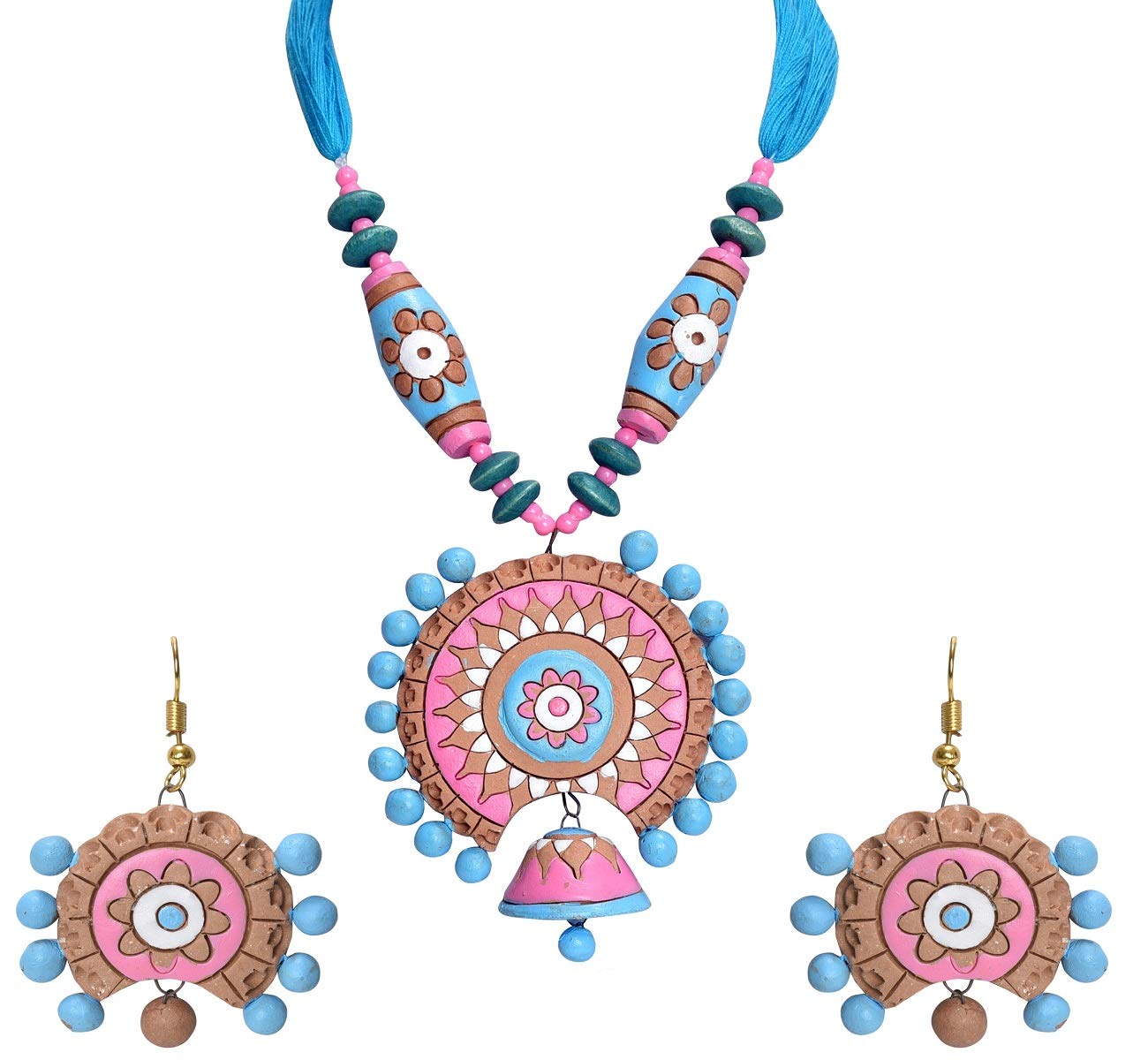 RAI COLLECTION Blue Terracotta Strand Necklace Set for Women (B07HGHP7CS) Amazon Price History, Amazon Price Tracker
