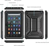 Vista 3 de Funda para tablet Fire HD 8 y HD 8 Plus (solo 12ª generación, 2024/2022) - DJ&RPPQ [ligera] funda resistente de cuerpo completo con protector