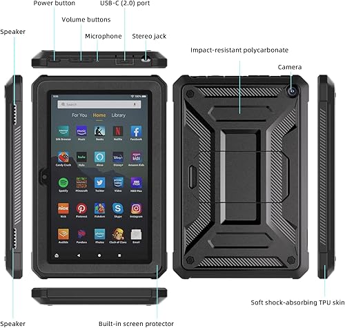 Miniatura 3 de DJ&RPPQ - Funda para tablet Fire HD 8 y HD 8 Plus (solo 12. generación, versión 2022) - DJ&RPPQ ligera funda resistente de cuerpo completo con