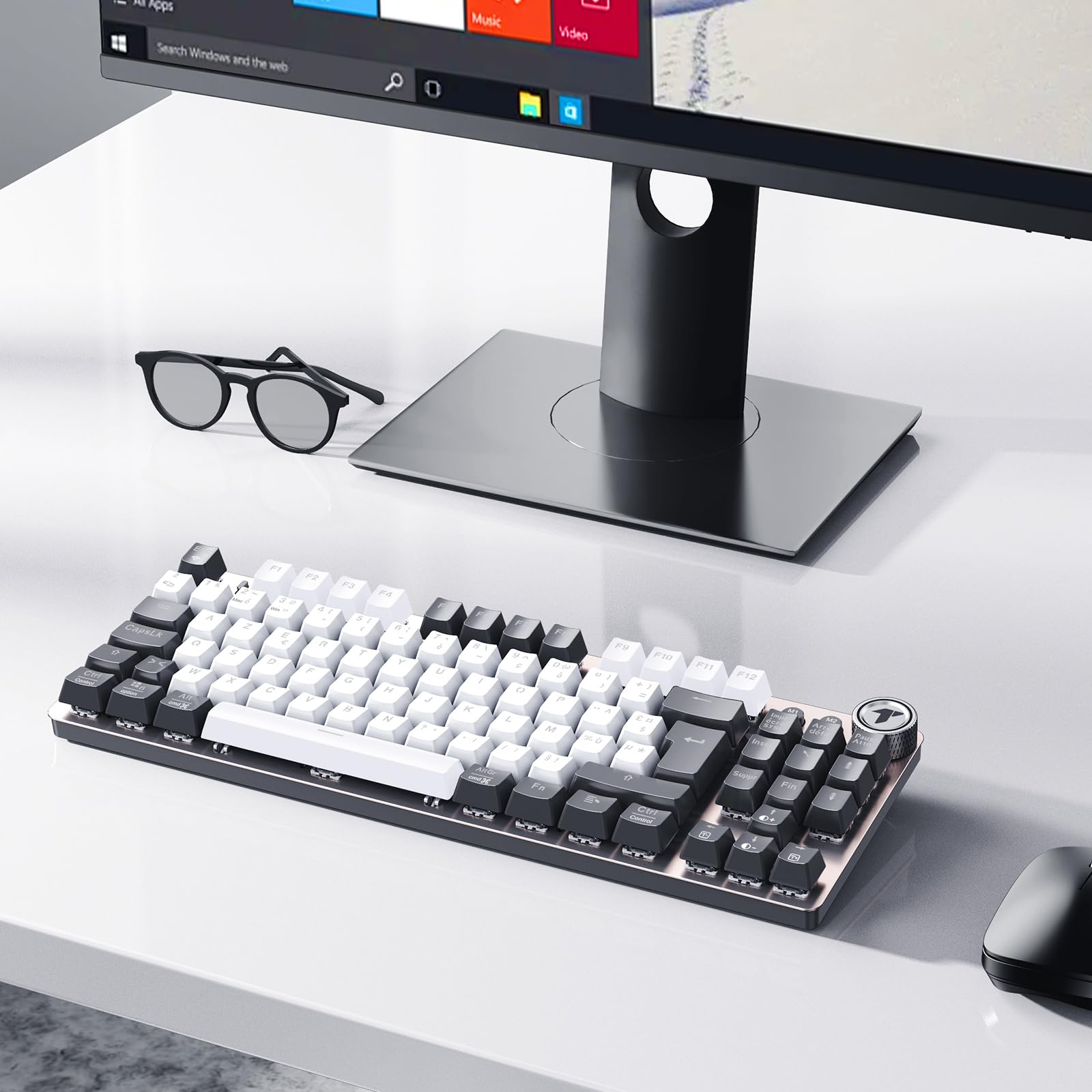 TECURS Gaming Clavier Mécanique Gamer Keyboard sans Fil (2.4G Filaire) Rétroéclairé, 80% TKL Clavier AZERTY, Axe Linéaire, Anti-Ghosting, pour Ordinateur/PC/Windows/Xbox