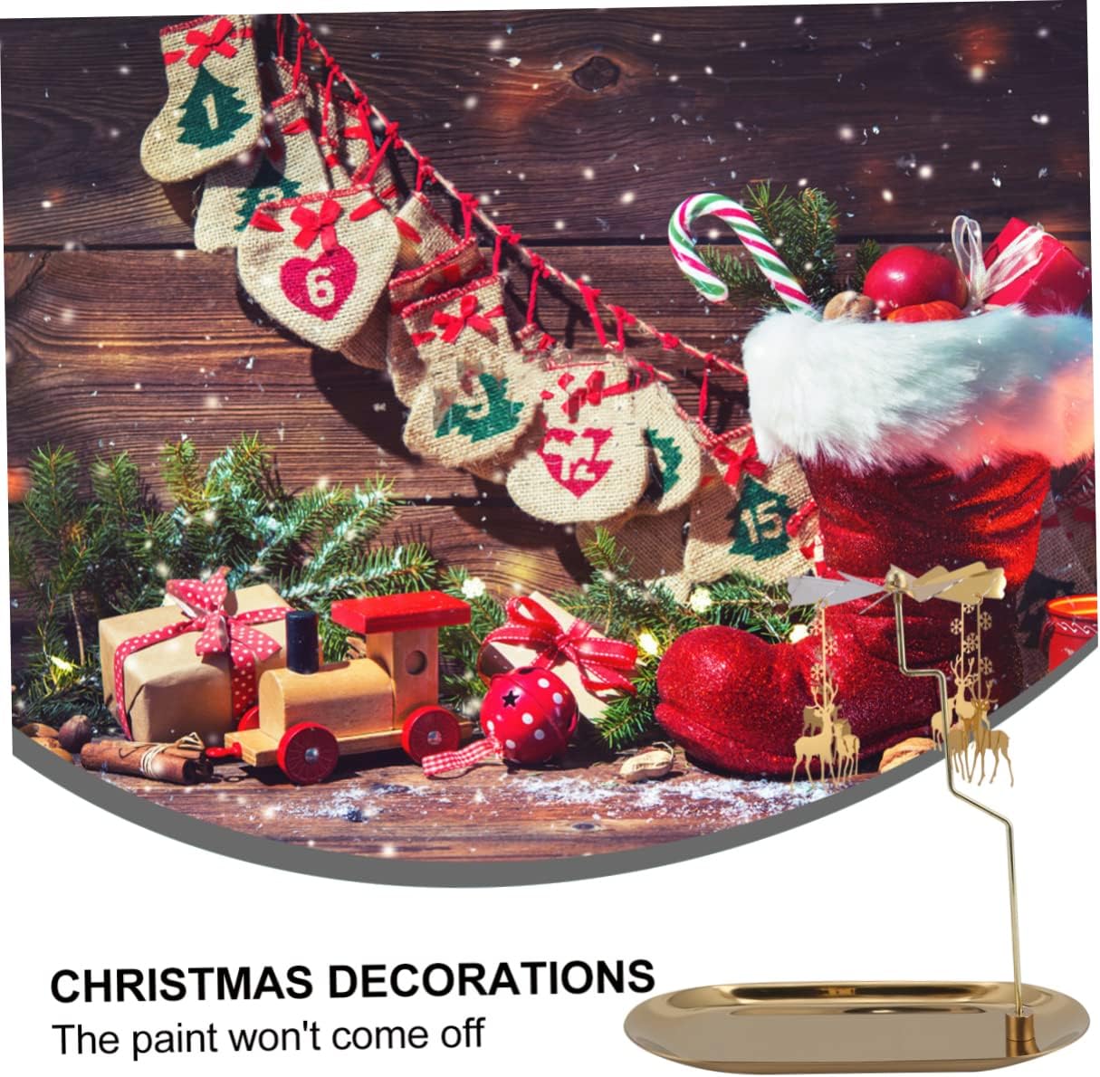 Christmas Elk Decorative Tray Spinning Candle Holder Iron Craft Perfect Table Centerpiece