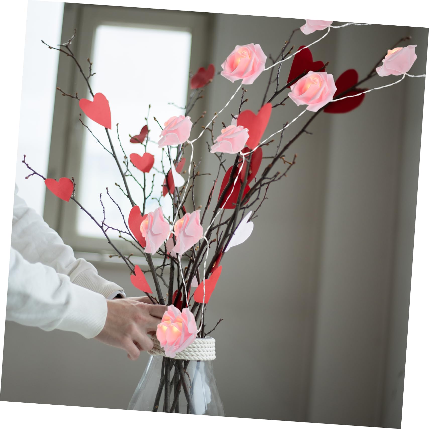CHILDWEET Rose Flower String Lights 118 Inch Battery Operated Pink Fairy Lights for Indoor Outdoor Wedding Party Decorations - Image 3