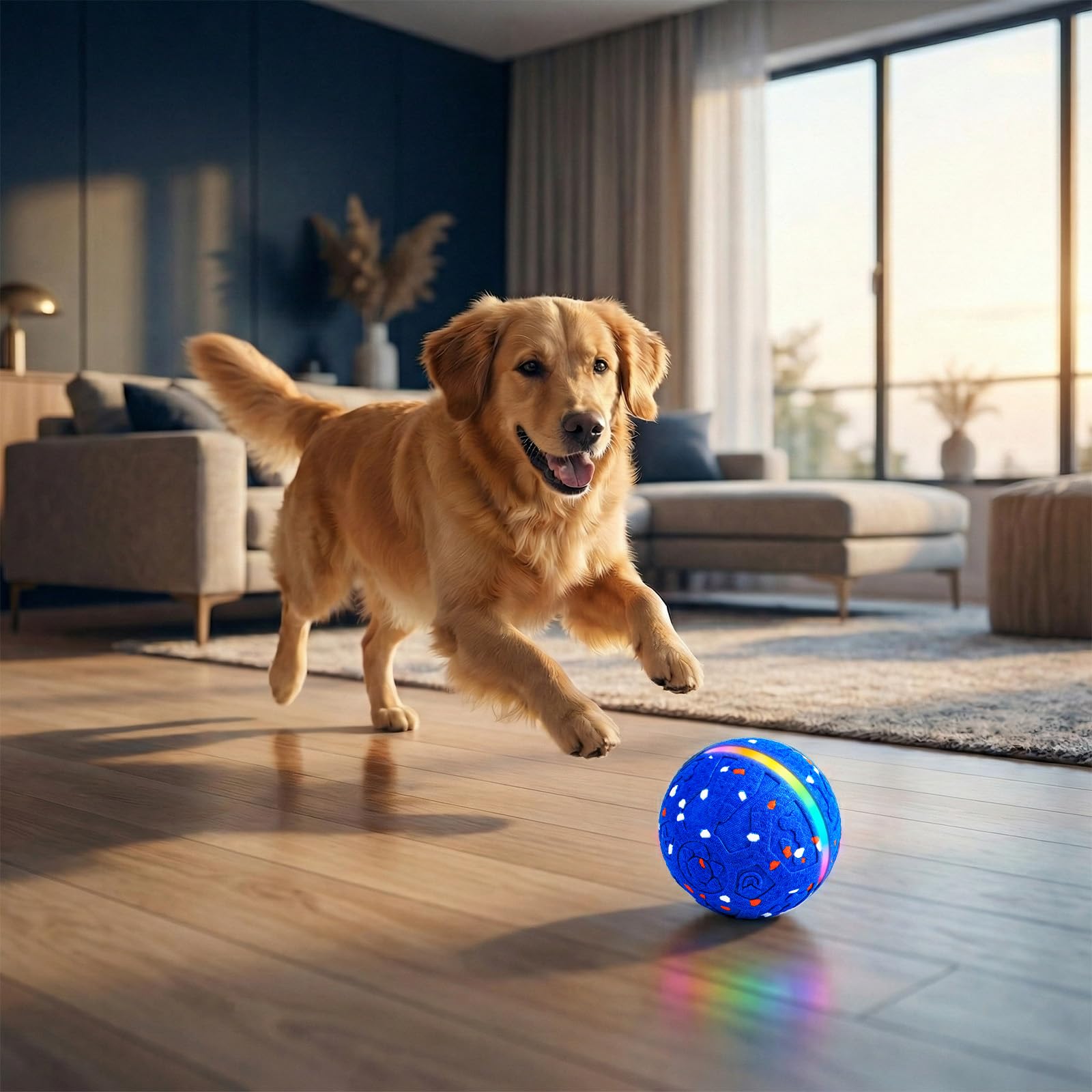 Balle interactive pour chien [nouvellement mise à niveau], matériau E-TPU durable, 3 modes de jeu avec lumières colorées, E-TPU USB-C rechargeable, indice d'étanchéité IPX7 pour chiot, chiens