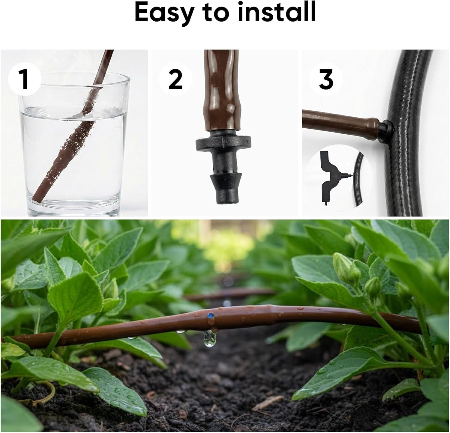 1/4" Irrigation Dripline Tubing for Gardens: 100-foot Drip Irrigation Line with 6-inch Emitter Spacing - Drip Line Tubing for Drip Irrigation Systems