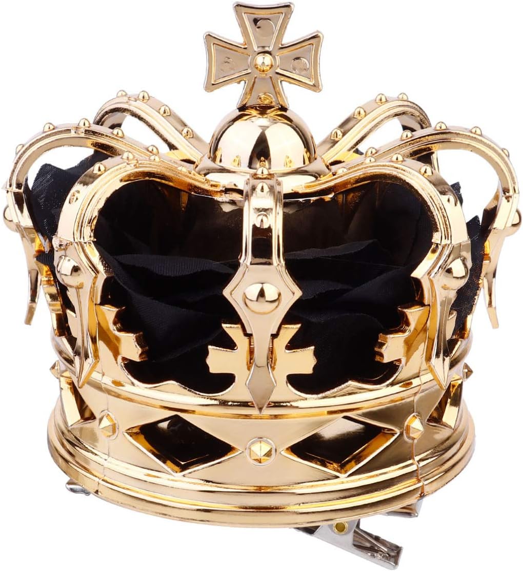 PRETYZOOM Crown Hairpin Black Queen Crown Clips Lightweight Durable Alloy with Rhinestones for Party Wedding Prom Fashion Accessories