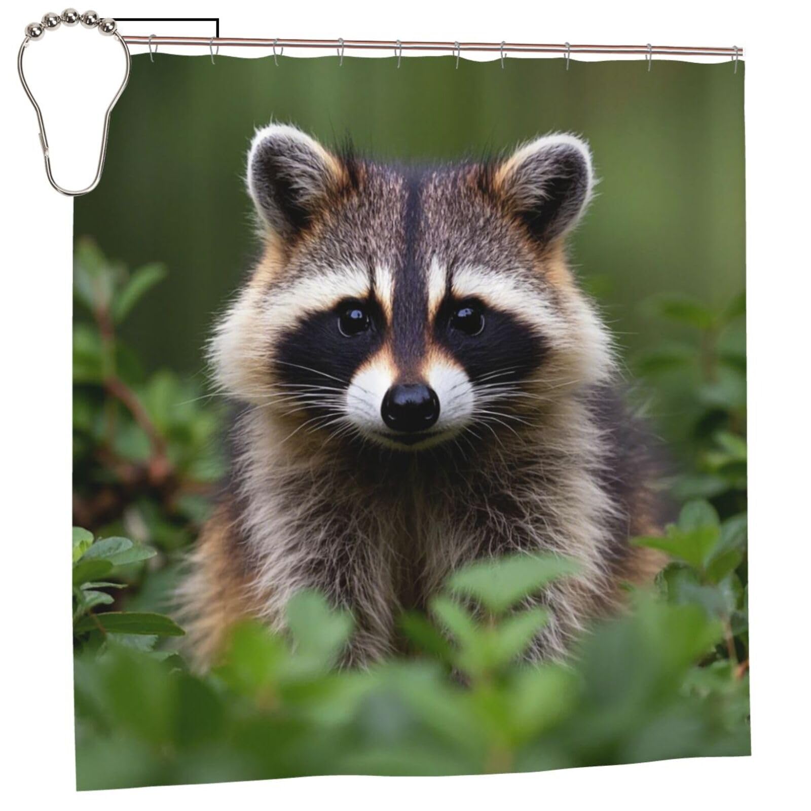 FodPand Cute Raccoon Shower Curtain 70"x70" Waterproof Long Bathroom Curtain Heavy Duty Thick Cloth Bath Curtain Set with Hooks, Modern Abstract Art Pattern Bathroom Shower Curtains