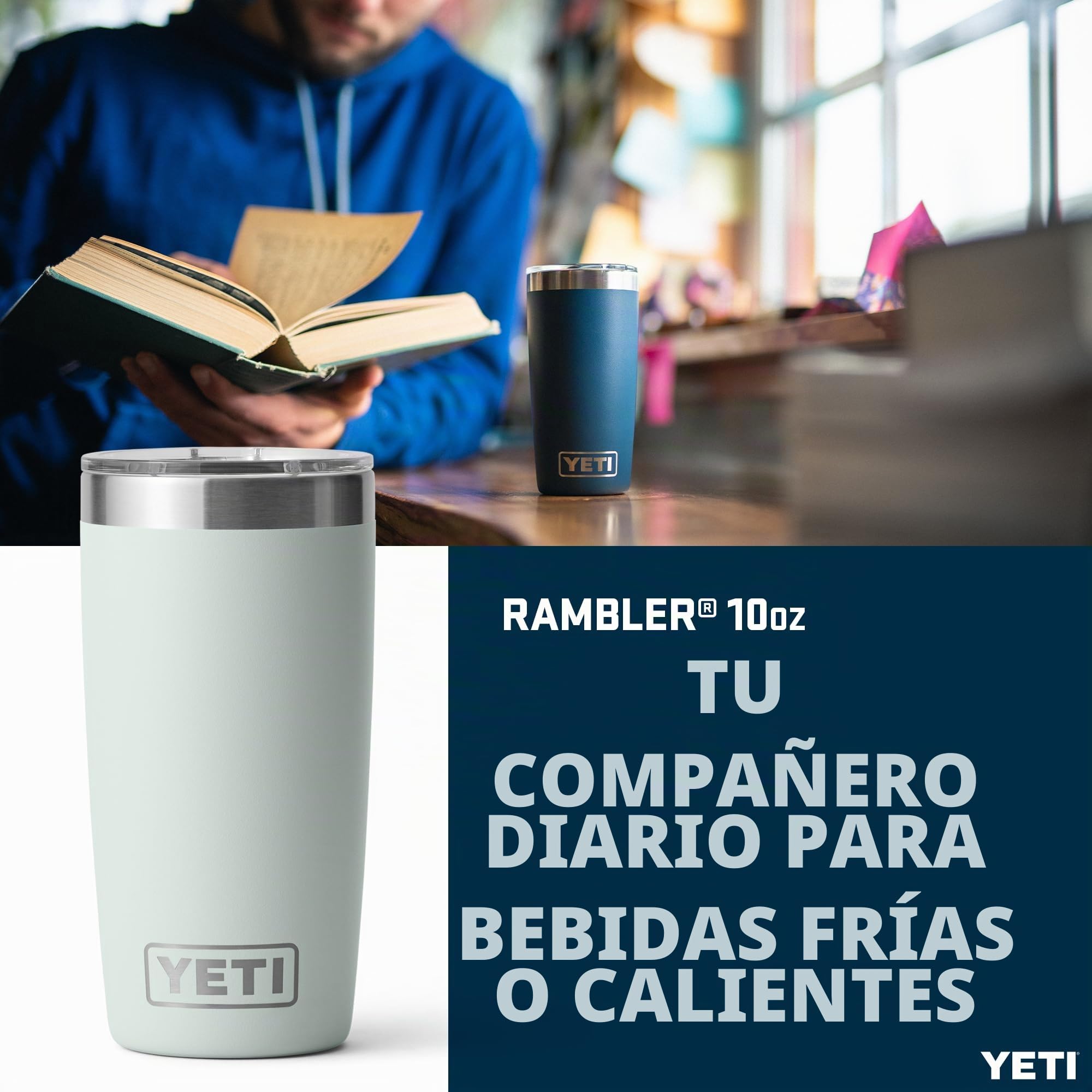 YETI Rambler - Vaso de 10 onzas (295 ml) con tapa Magslider extraíble, de acero inoxidable con aislamiento al vacío, taza de café, Ridgeline