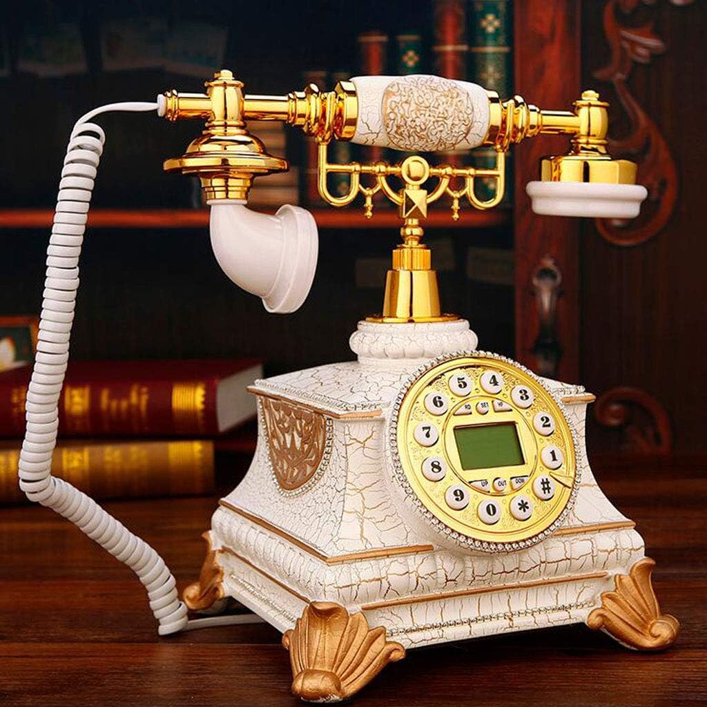 Noble Luxury Crack Gold Retro Phone Machine Diamond Phone Vintage Decoration Fixed Antique Phone WD