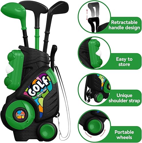 Miniatura 3 de Liberry Juego de golf para niños de 2, 3, 4 años, carrito de golf mejorado para niños con alfombrilla de putting y tabla de cornhole, juguetes