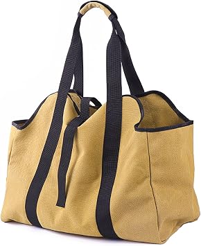 Canvas Firewood Carrier Sturdy Log Carrier Bag with Reinforced Handles, Durable Firewood Bag for Fireplace, Camping, and Wood Storage