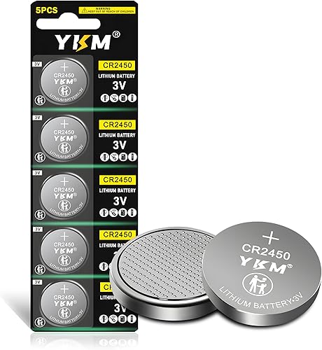 CR2450 Battery CR 2450 3V Lithium Battery for Tea Light Candles Watch Car Remote Key Fob Garage Door Opener Sensor Security System Clock 5 Pack