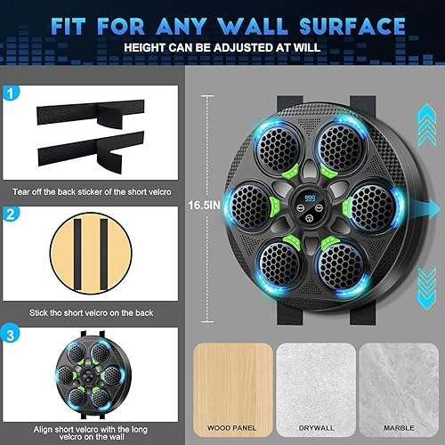 Miniatura 6 de Smart Music Boxing Machine for Adults and Kids, Bluetooth Boxing Equipment with Boxing Gloves, Wall Mounted Electronic Punching Machine for Home Gym