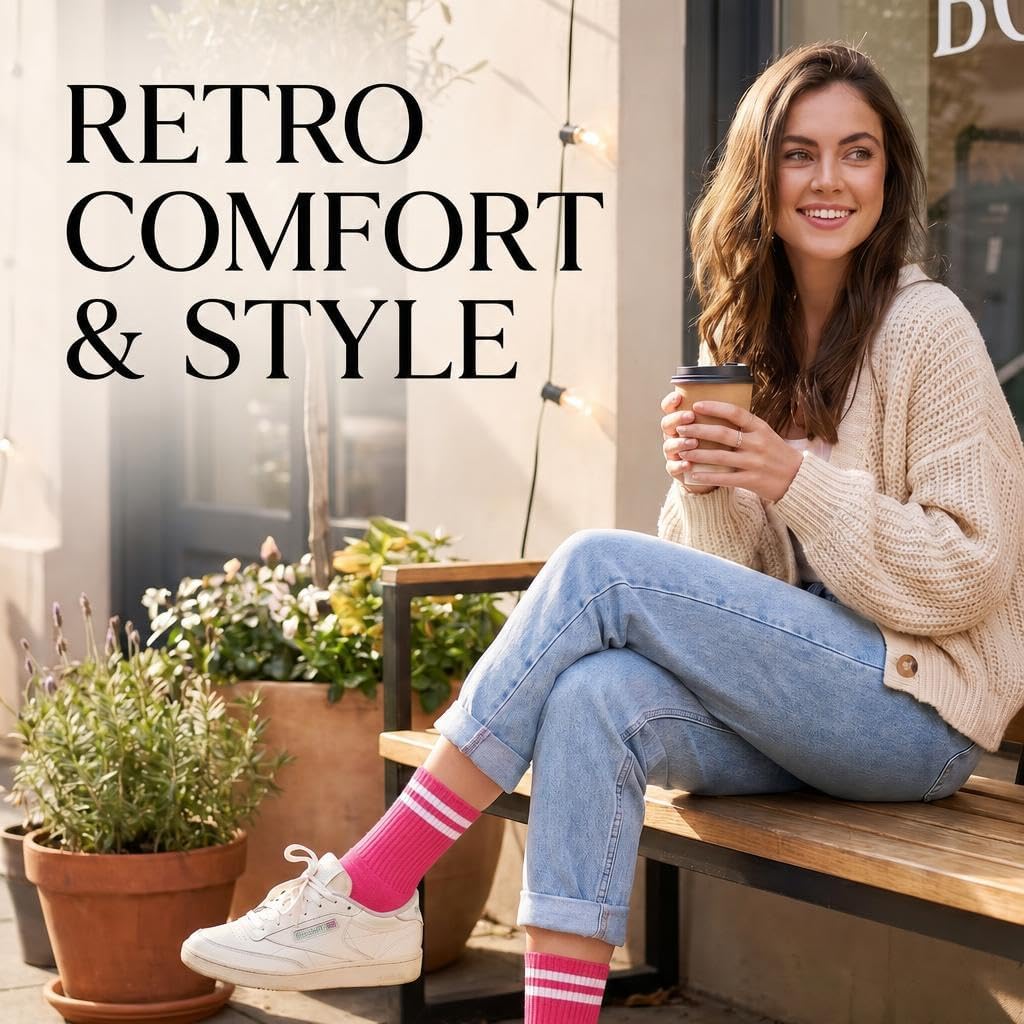 Forever Bambe Retro Crew Socks for Women - Womens Crew Socks - Cute Sock