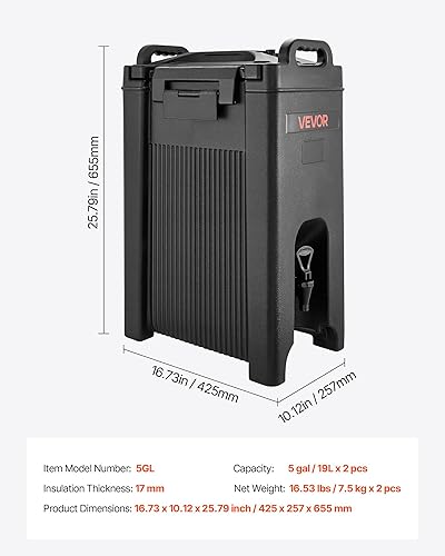 Miniatura 16 de VEVOR Dispensador de bebidas aislado, servidor térmico de bebidas de acero inoxidable de 3.2 galones/12L con espiga y pantalla de temperatura