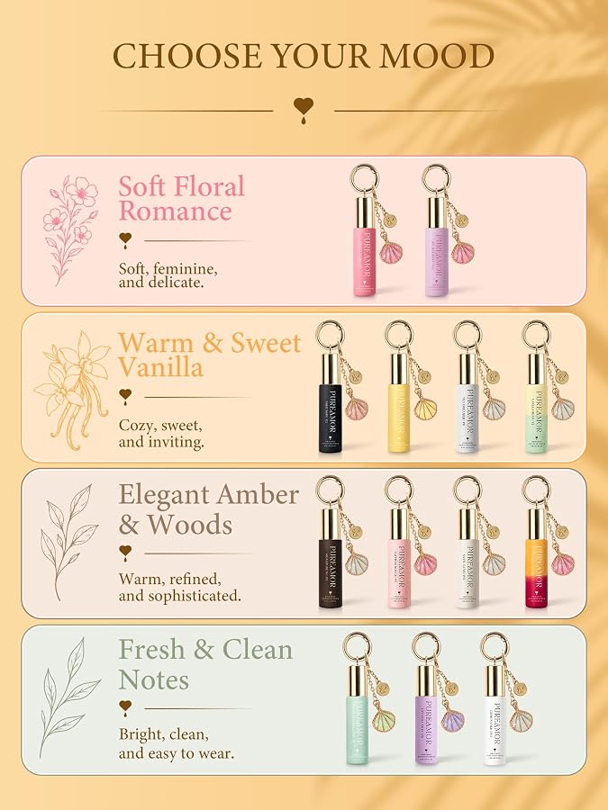 PUREAMOR Pheromone Perfume Oil for Women, Amber Noir 30% Concentration Roll On, Long Lasting Amber Vanilla Coffee, Alcohol Free Keychain Perfume Travel Size for Date Night, 0.2 oz / 6 ml, image 9