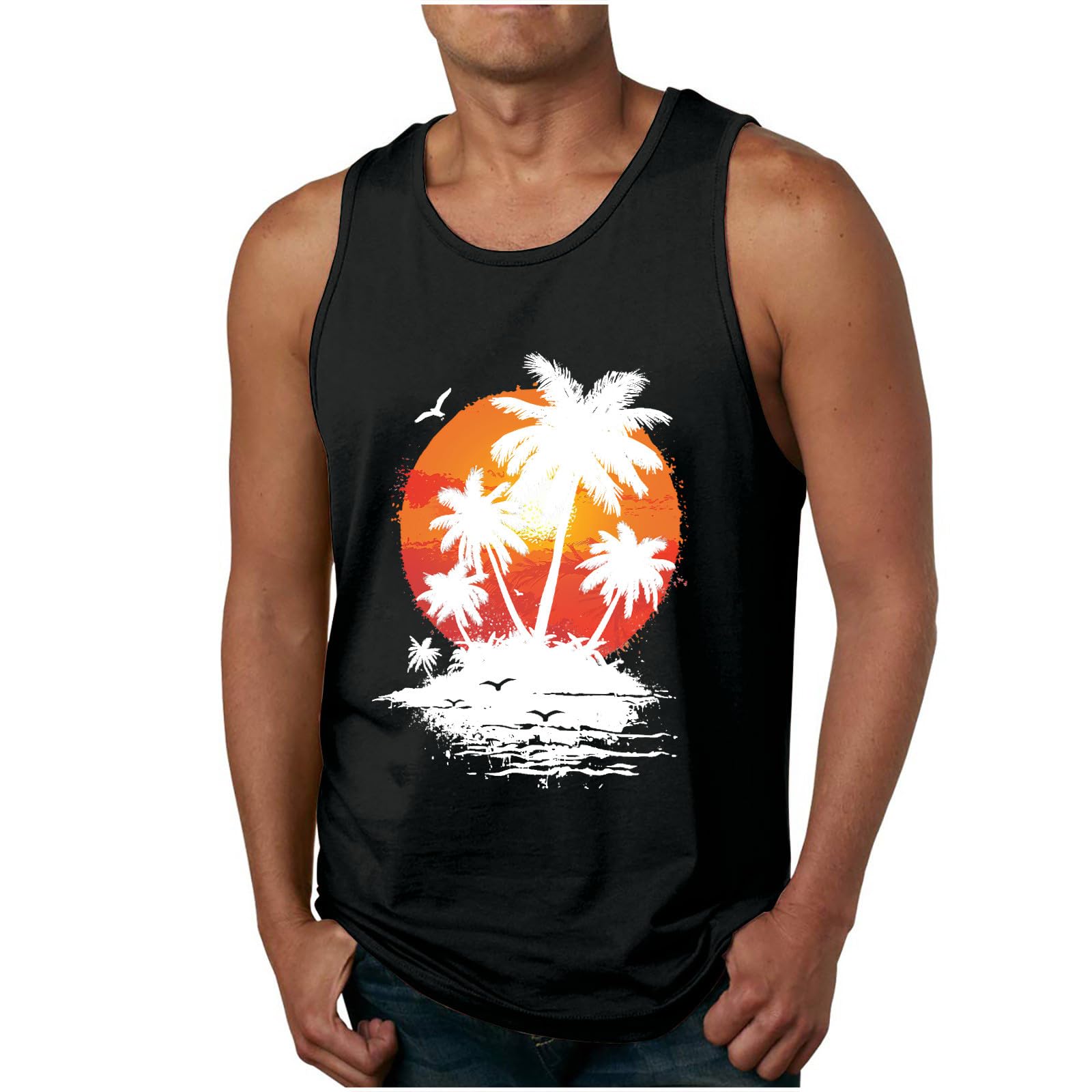 NUSGEAR Camisetas de Tirantes Hombre 2024 Verano Moda Camiseta sin Mangas Estampado Hawaiano Playa Jogging Deporte Gym Original Casual Chandal Tank Top T-Shirt básica tee Chaleco