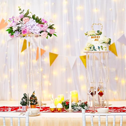 Miniatura 3 de LANLONG 2 piezas de jarrones de acrílico transparente para mesas de boda, elevadores de flores de 31.5 pulgadas para columnas de exhibición, soporte