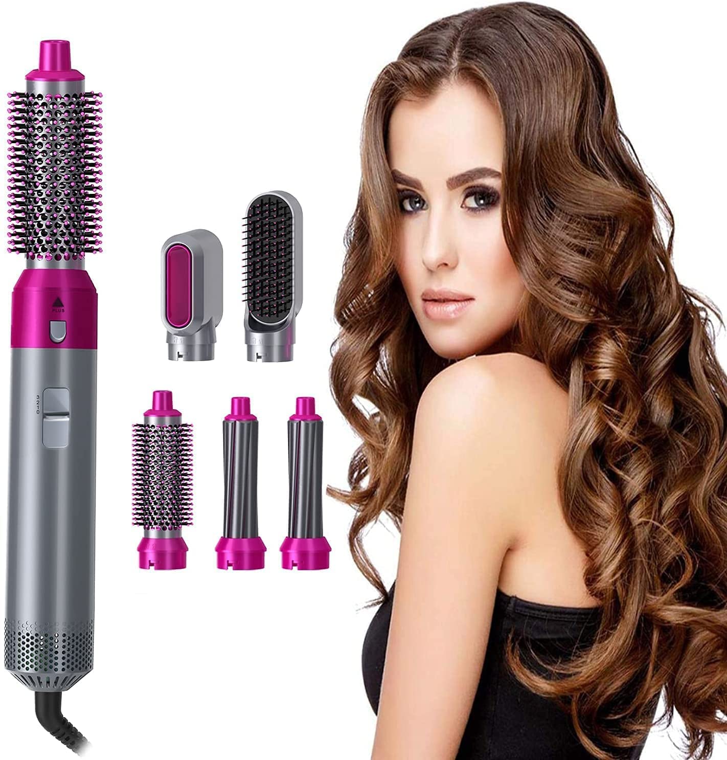 P D 5 in 1 Hot Air Styler Hair Dryer Comb Multifunctional Styling Tool for Curly Hair machine for Straightening Curling Drying Combing Scalp Massage Styling