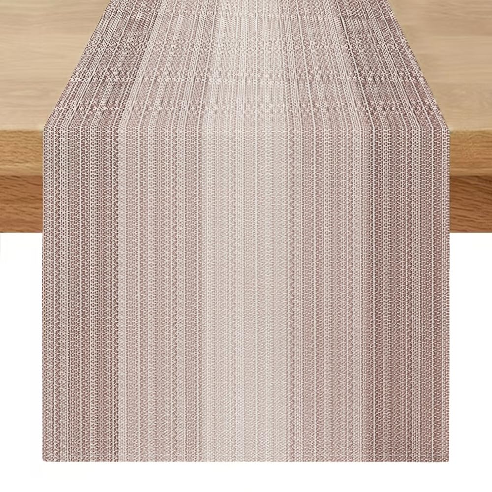 Modern Table Runner 40 x 180 cm Beige Spring Retro Table Runner for Banquet Wood Stripe Texture Decorations for Holiday Parties, Event Dinners, Living Room โ image 1