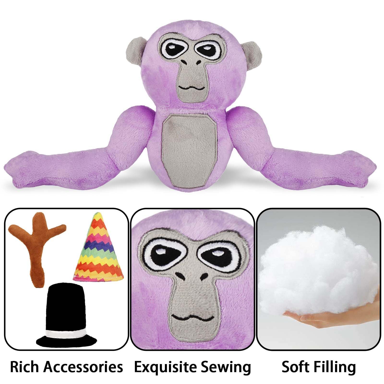 Ainvliya Gorilla Monkey Plush Toy- Soft Plushie Stuffed Animal Toys Gorilla Doll with Hats and Branch Scepter Plush Throw Pillow Doll for Game Lovers Fans Kids Adult Playing Sleeping Collection Gift - Image 4